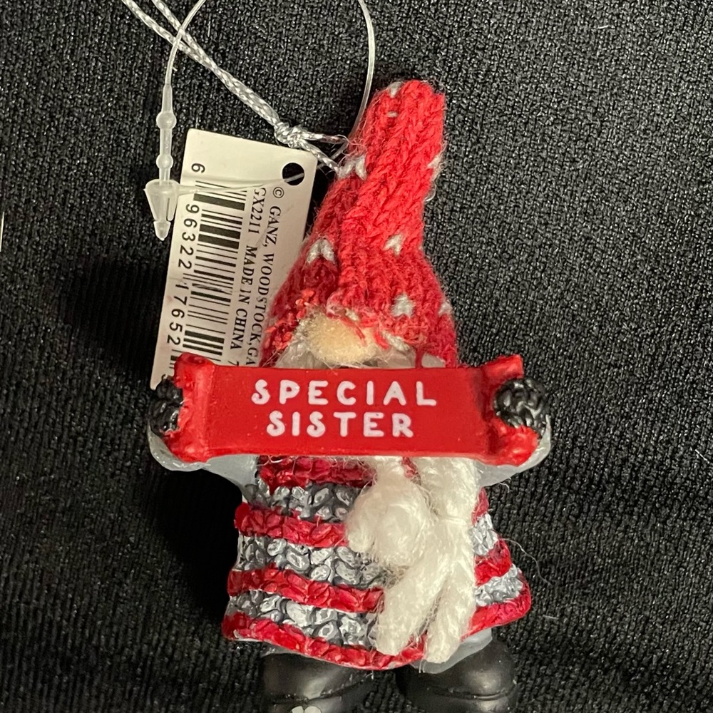 GANZ Red and Gray Gnome Ornament